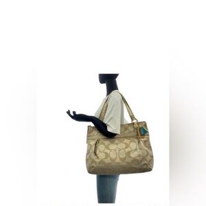 Vintage coach Poppy Hallie Signature Tote Bag polka dot‎ pattern zippered pocket